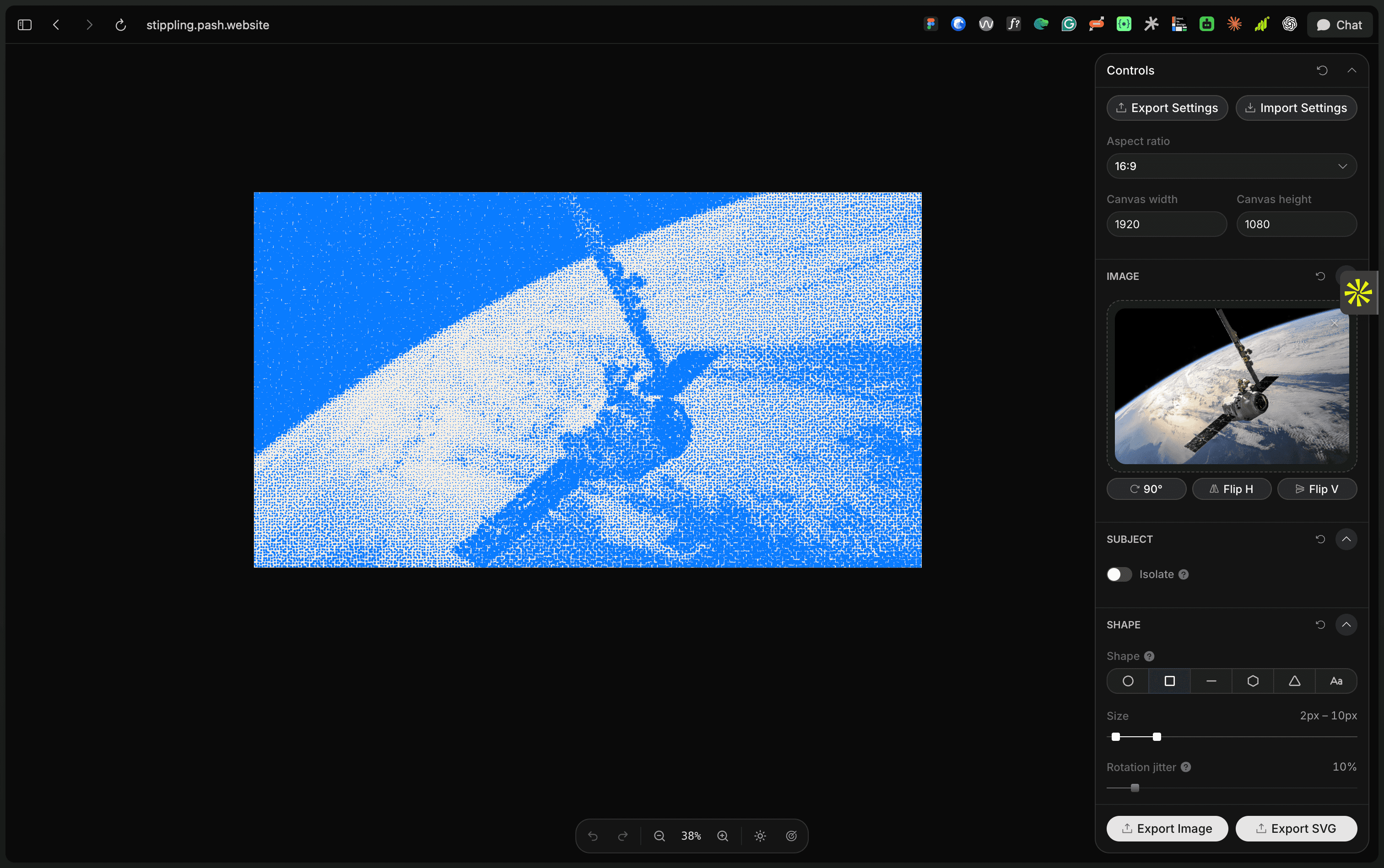 Browser-based stippling image tool